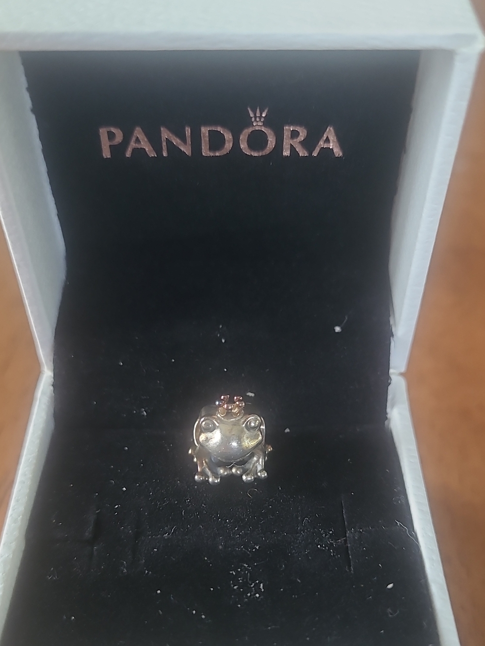 Pandora Frog Prince Charming Charm with Crown Accent